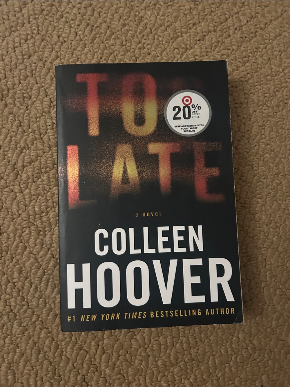 'Too Late' Black and Red Paperback Novel